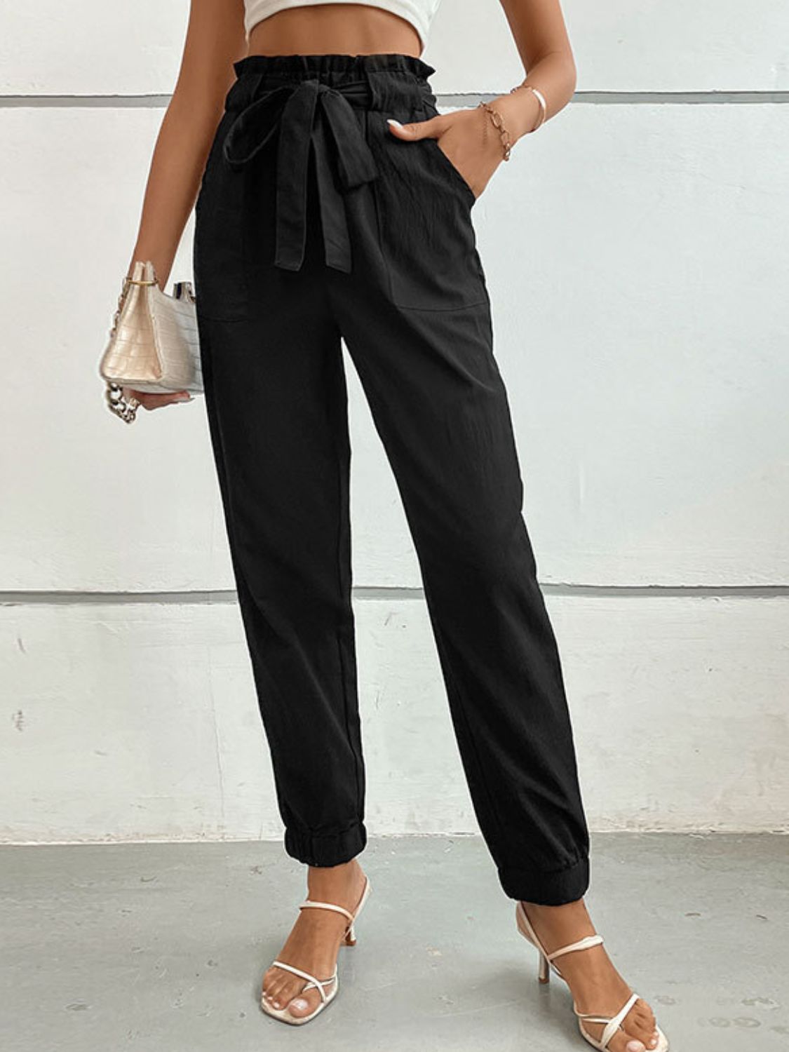 Tie Front Long Pants - AllIn Computer