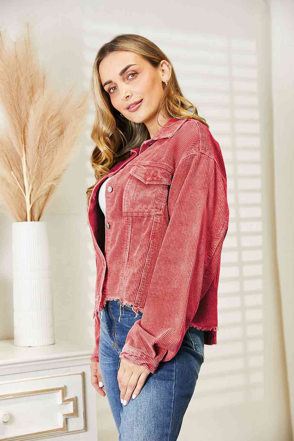 Raw Hem Button Down Jacket - AllIn Computer