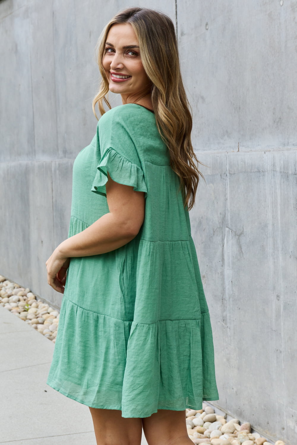 HEYSON Sweet As Can Be Full Size Textured Woven Babydoll Dress - AllIn Computer