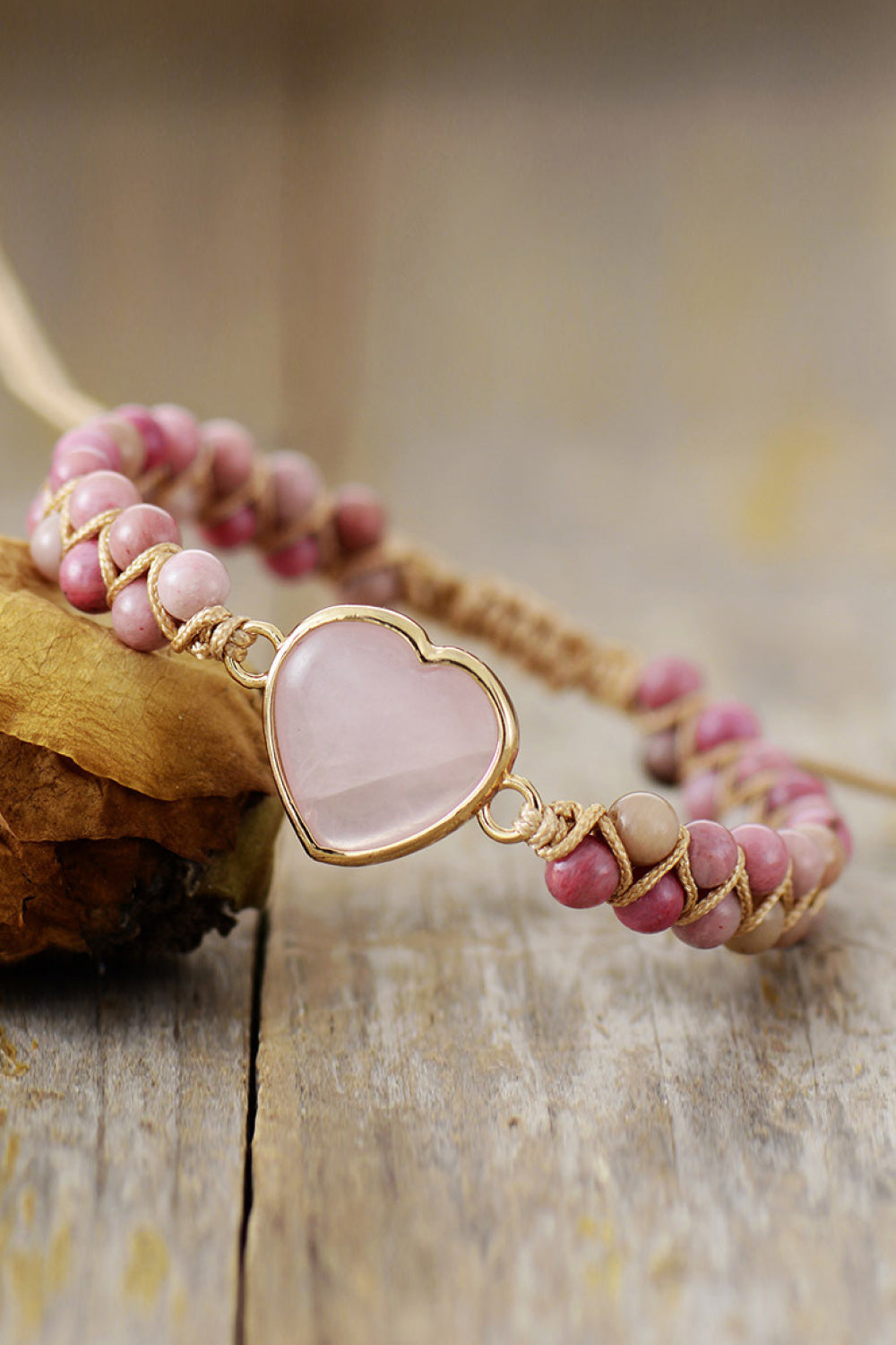 Rose Quartz Heart Beaded Bracelet - AllIn Computer