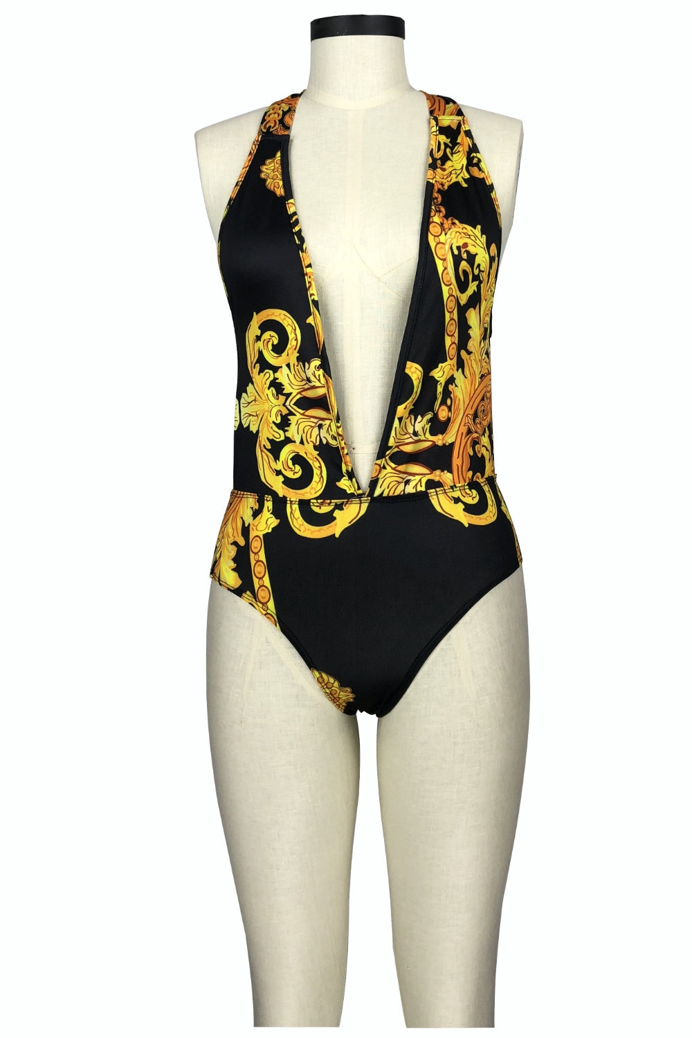 Printed Plunge One-Piece and Cover Up Swim Set - AllIn Computer