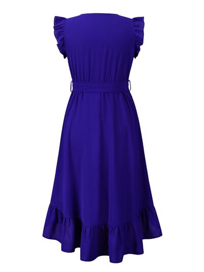 Tied Surplice Ruffle Hem Dress - AllIn Computer