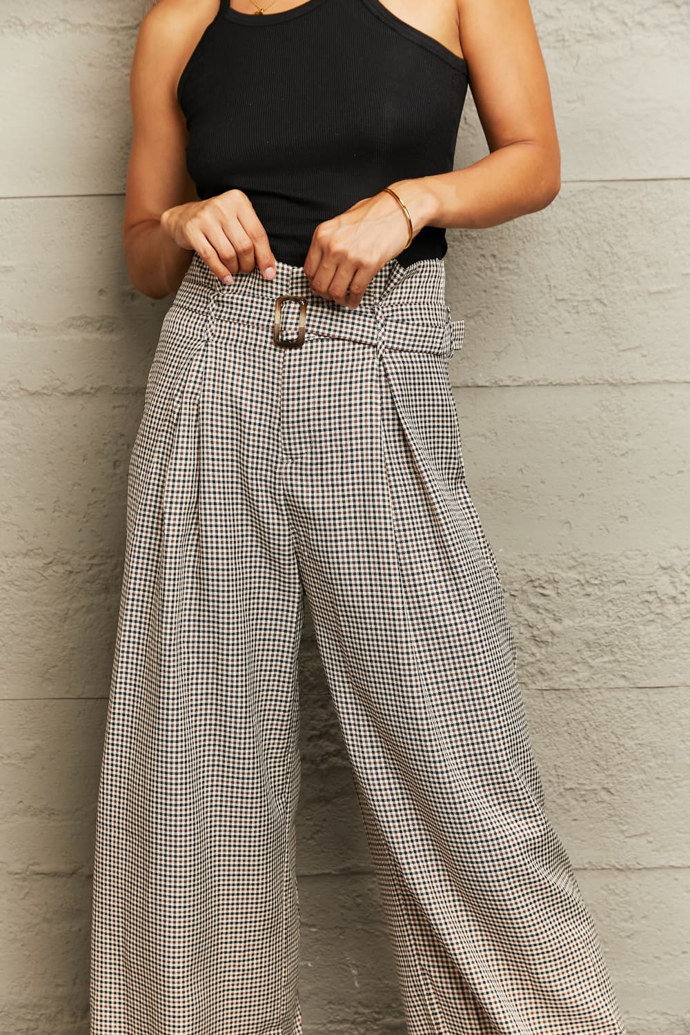 Plaid Wide Leg Pants - AllIn Computer