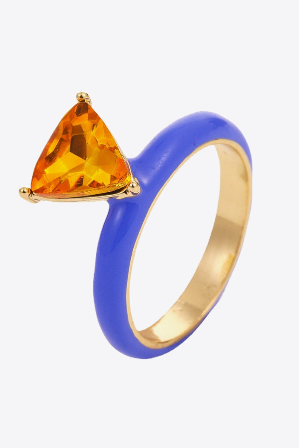 18K Gold Plated Triangle Glass Stone Ring - AllIn Computer