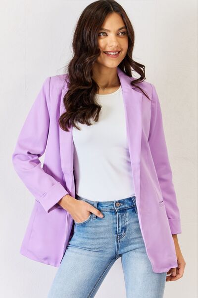 Zenana Open Front Long Sleeve Blazer - AllIn Computer