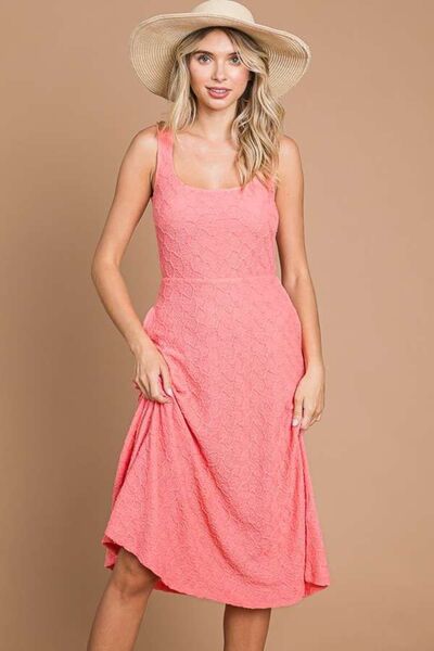 Culture Code Texture Square Neck Tank Dress with Pockets - AllIn Computer