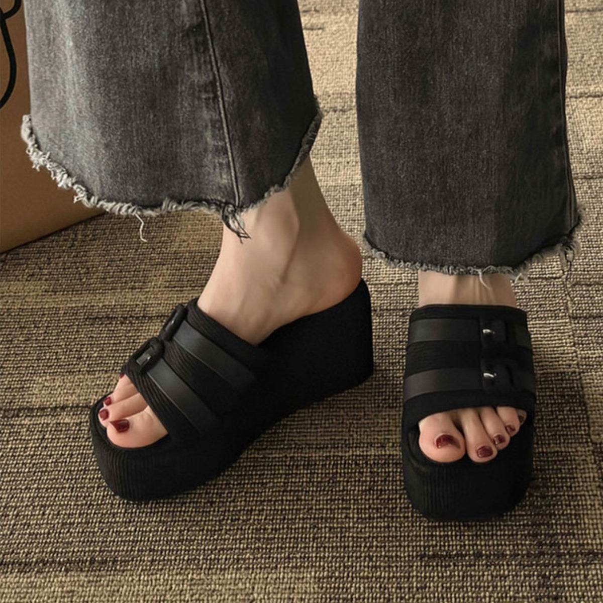 Open Toe Wedge Suede Sandals - AllIn Computer