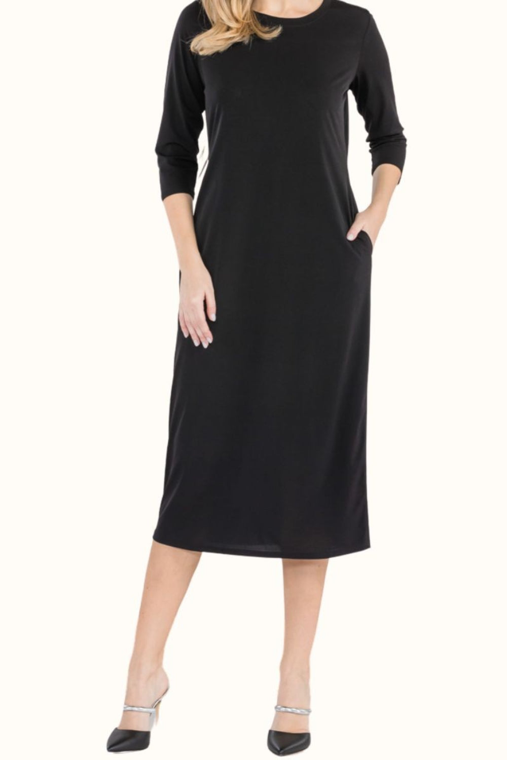 Celeste Full Size Round Neck Midi Dress - AllIn Computer
