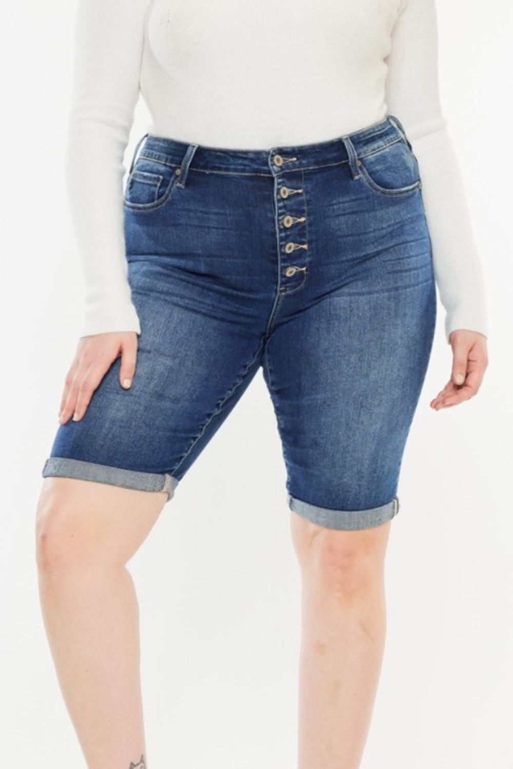 Kancan Full Size Cat's Whiskers Button Fly Denim Shorts - AllIn Computer