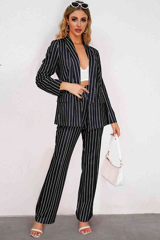 Striped Long Sleeve Top and Pants Set - AllIn Computer