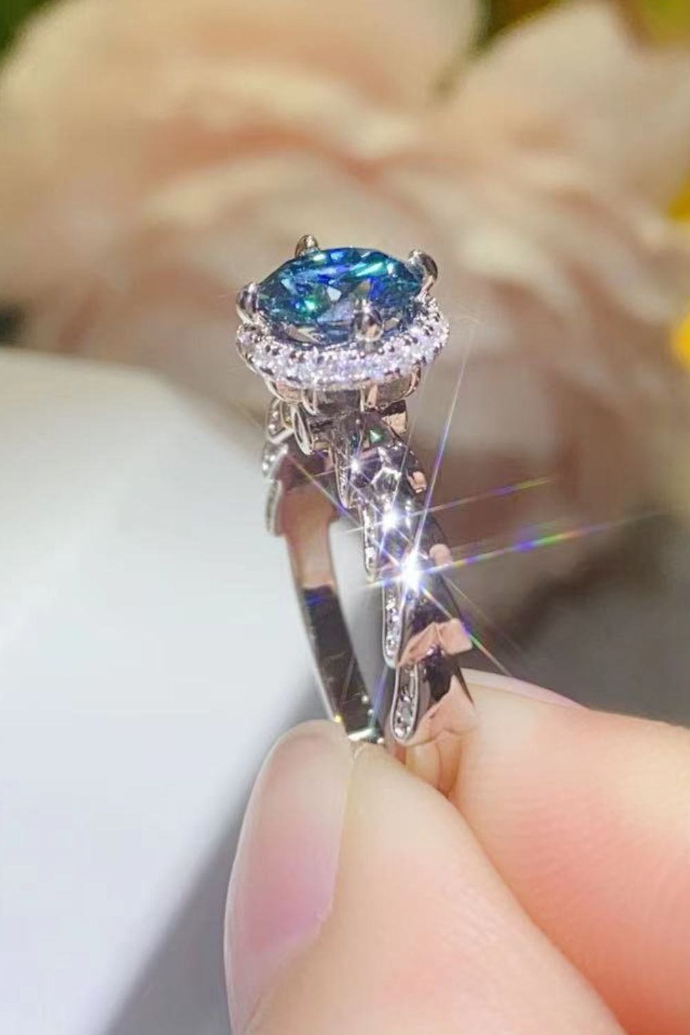 925 Sterling Silver 1 Carat Moissanite Cluster Ring - AllIn Computer