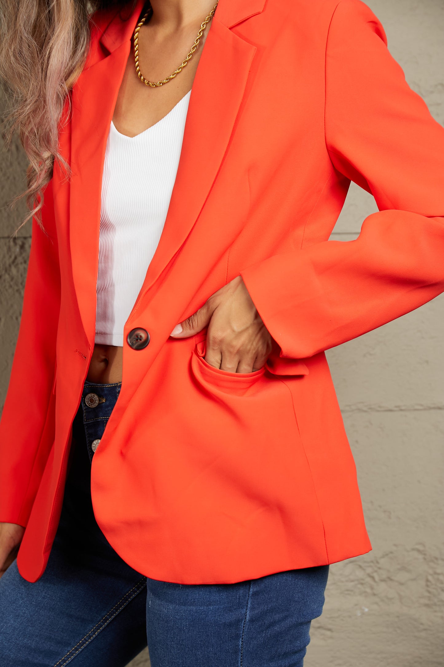 Double Take One-Button Padded-Shoulder Blazer - AllIn Computer