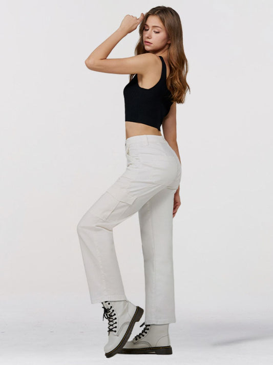 Straight Leg Jeans with Pockets - AllIn Computer