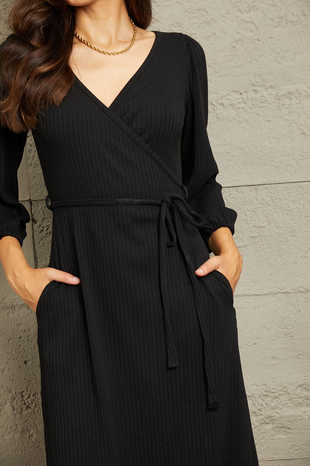 Culture Code Full Size Surplice Flare Ruching Dress - AllIn Computer