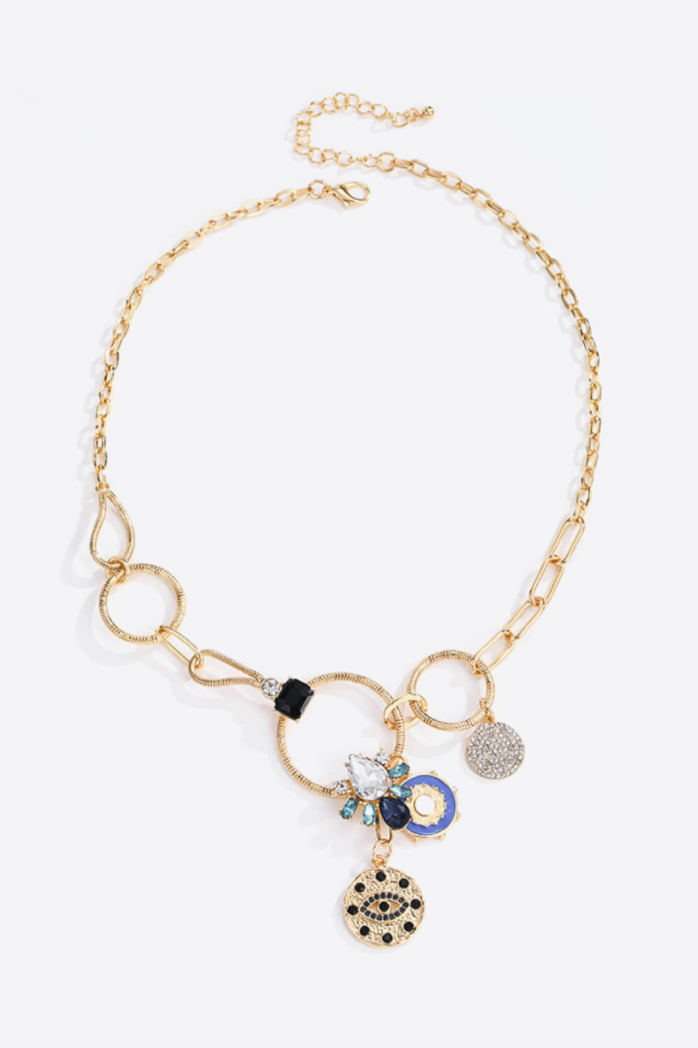 5-Pieces 18K Gold-Plated Rhinestone Evil Eye Pendant Necklace - AllIn Computer