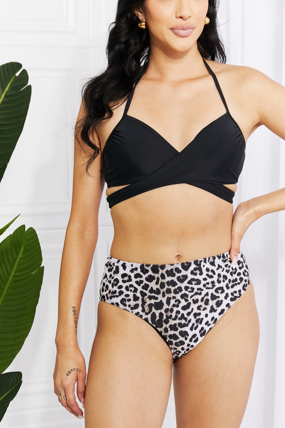 Marina West Swim Summer Splash Halter Bikini Set in Black - AllIn Computer
