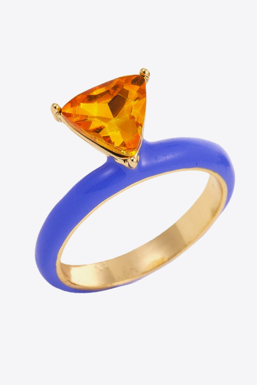 18K Gold Plated Triangle Glass Stone Ring - AllIn Computer