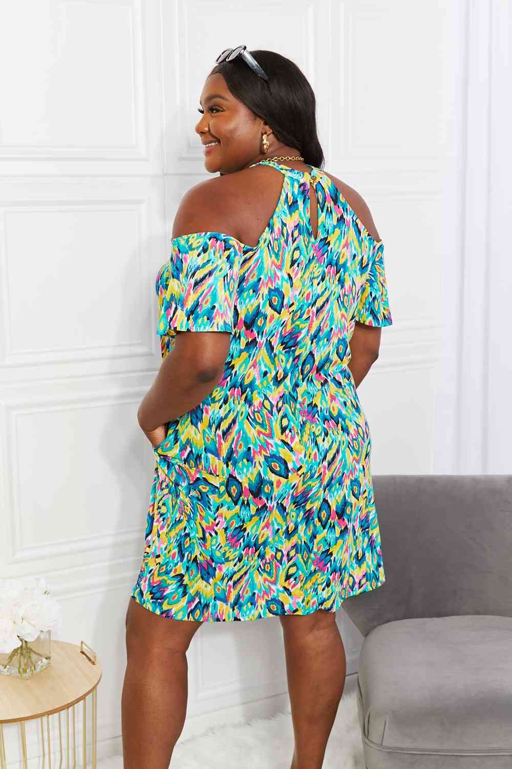 Sew In Love Full Size Perfect Paradise Printed Cold-Shoulder Dress - AllIn Computer