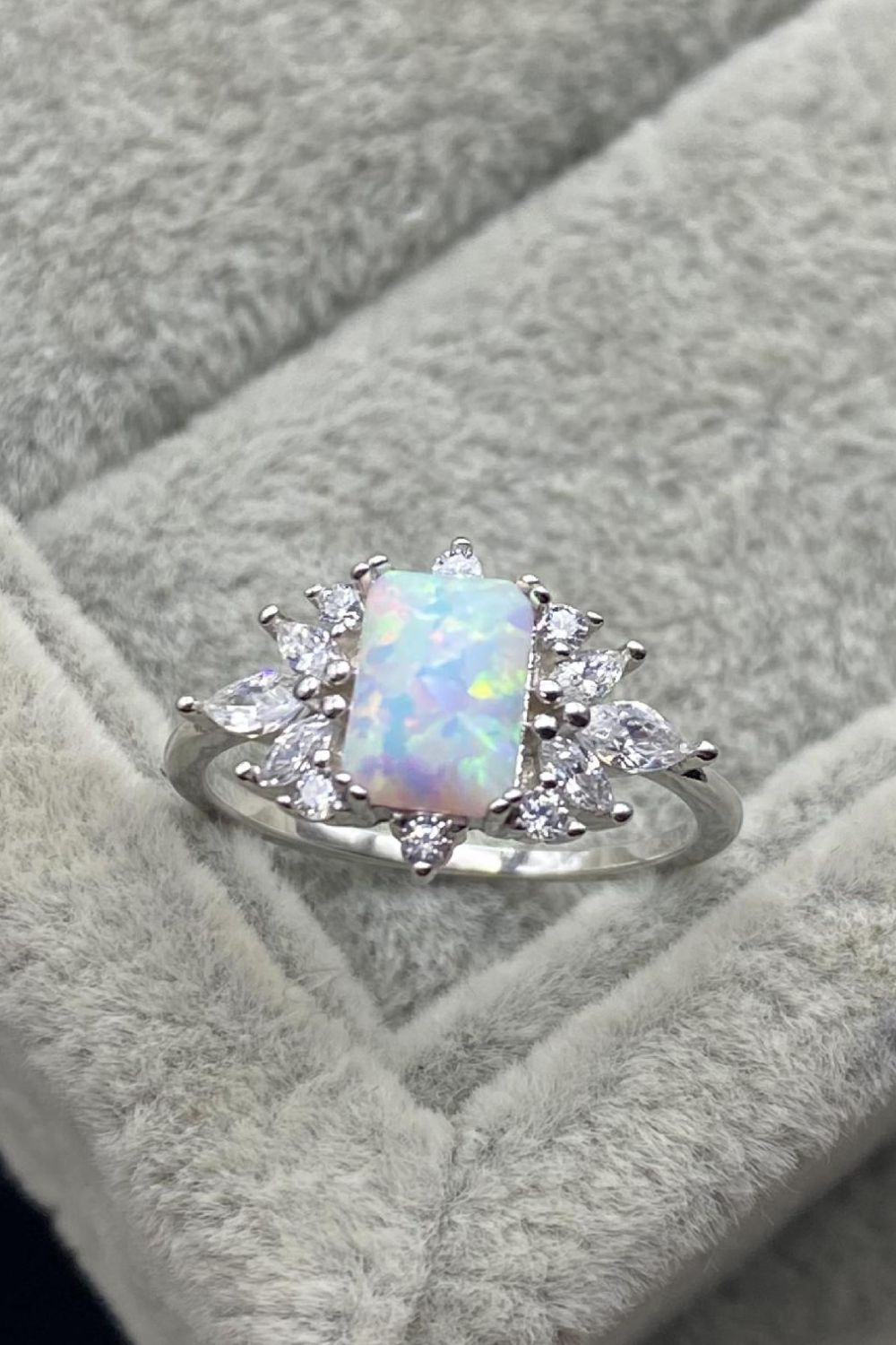 925 Sterling Silver Zircon and Opal Ring - AllIn Computer