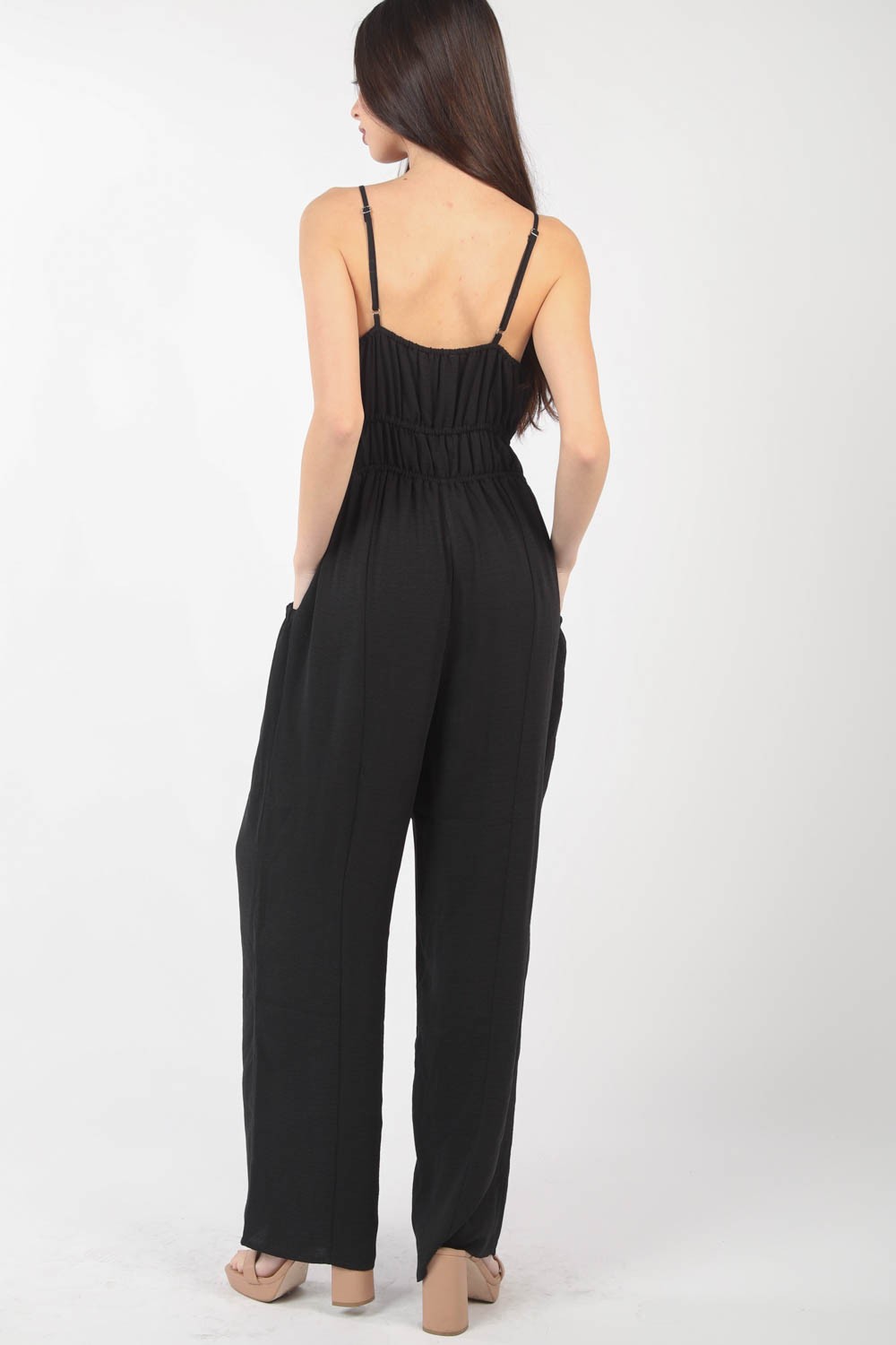 VERY J Pintuck Detail Woven Sleeveless Jumpsuit - AllIn Computer