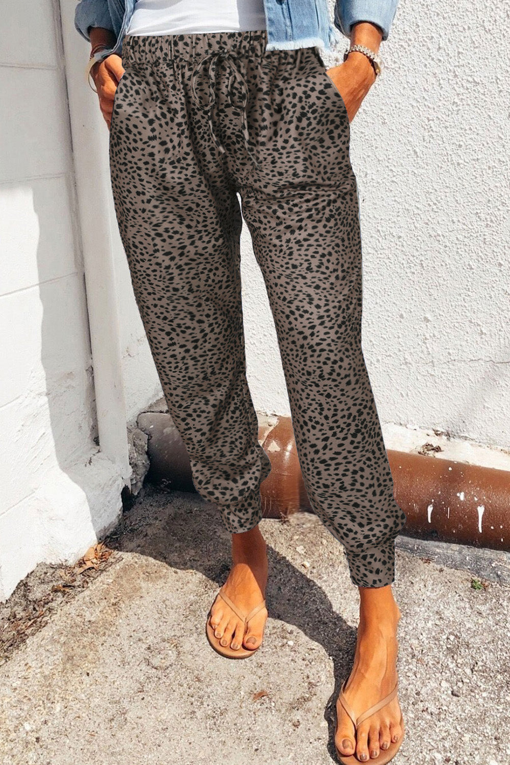 Leopard Pocketed Long Pants - AllIn Computer