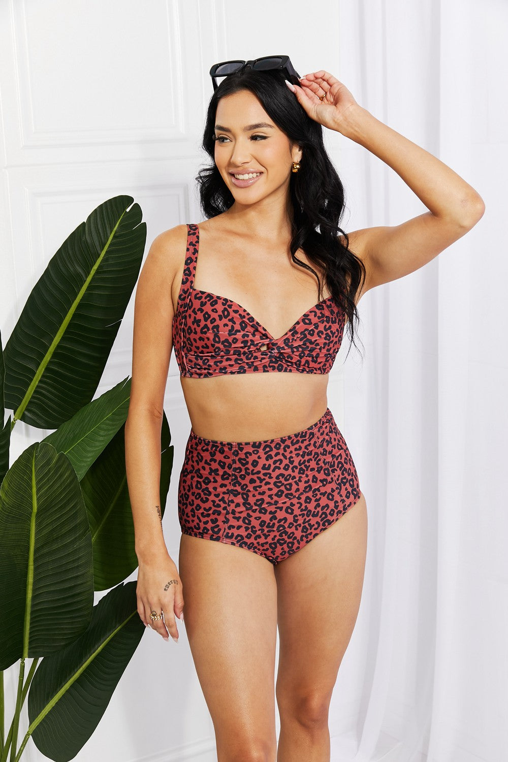 Marina West Swim Take A Dip Twist High-Rise Bikini in Ochre - AllIn Computer
