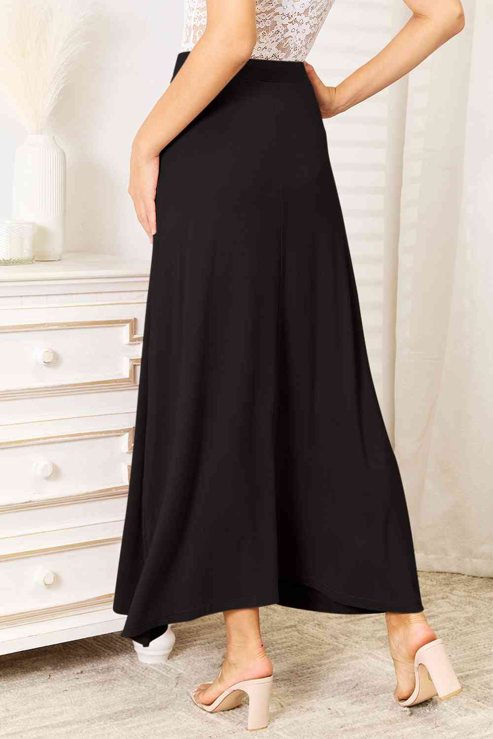 Double Take Full Size Soft Rayon Drawstring Waist Maxi Skirt - AllIn Computer