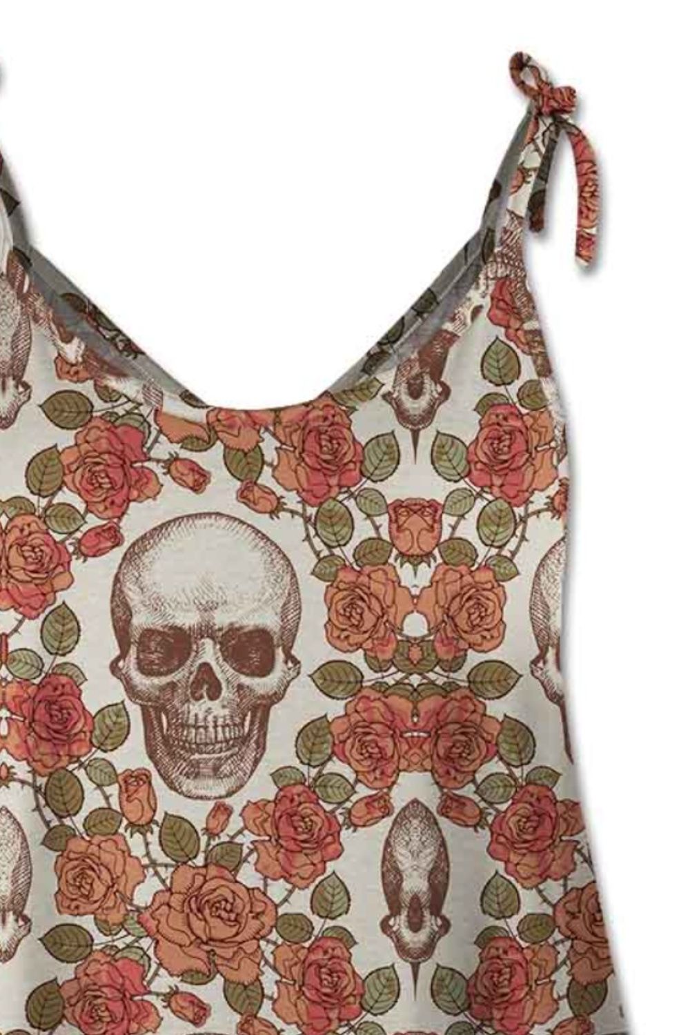 Skull Scoop Neck Tie Shoulder Cami - AllIn Computer