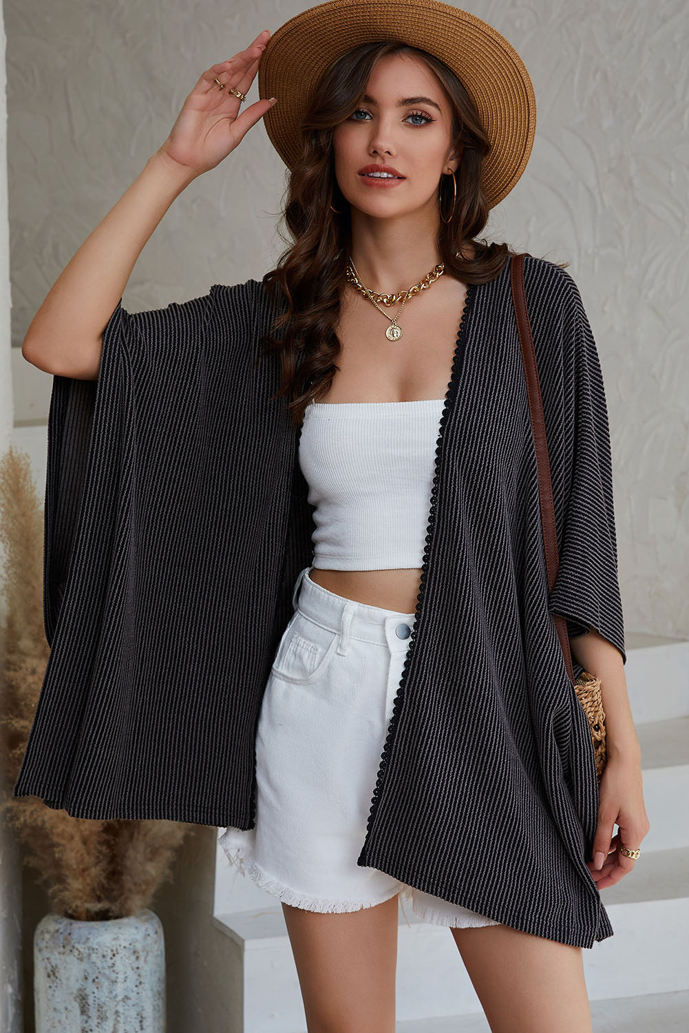 Open Front Dolman Sleeve Cardigan - AllIn Computer