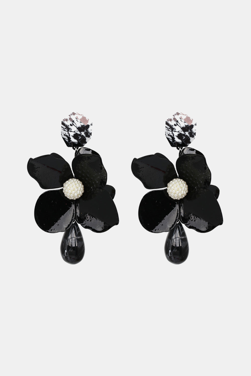 Bloosm Flower and Teardrop Resin Dangle Earrings - AllIn Computer