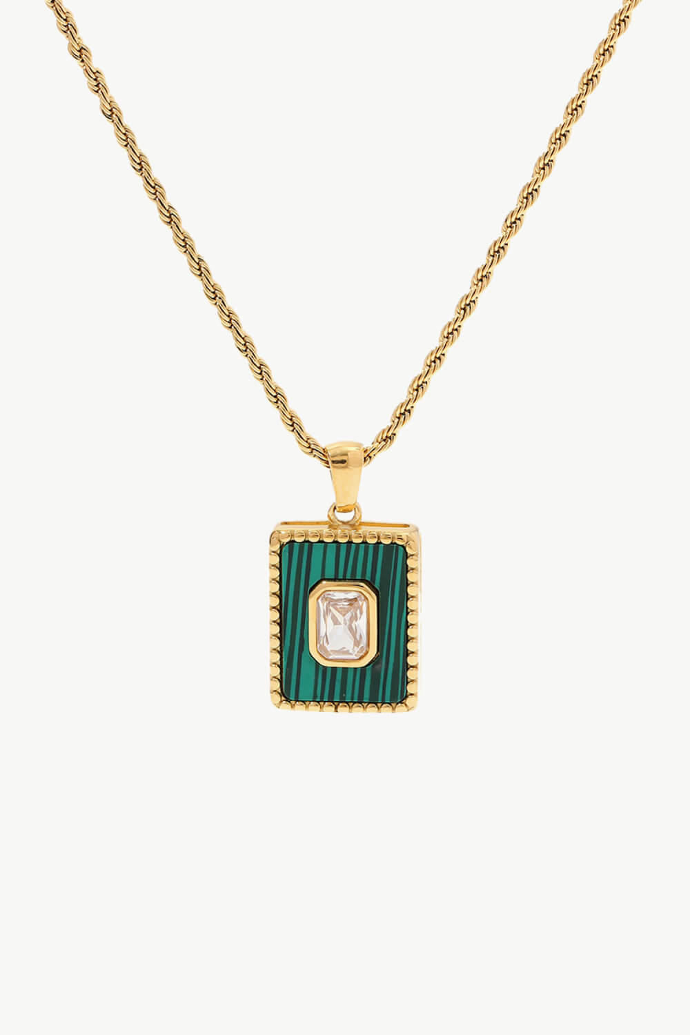 Square Pendant Twisted Chain Necklace - AllIn Computer