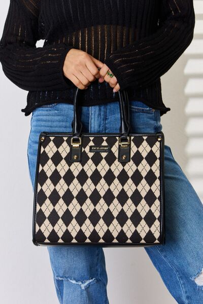 David Jones Argyle Pattern PU Leather Handbag - AllIn Computer