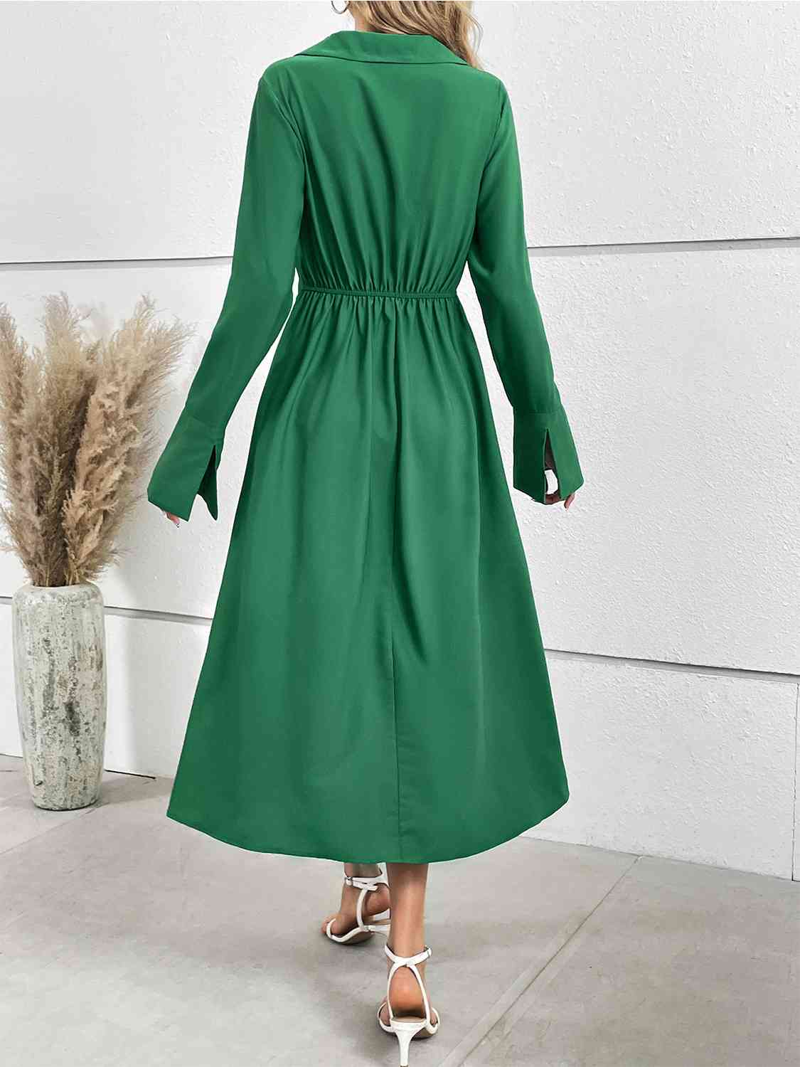 Flare Sleeve Silt Midi Dress - AllIn Computer