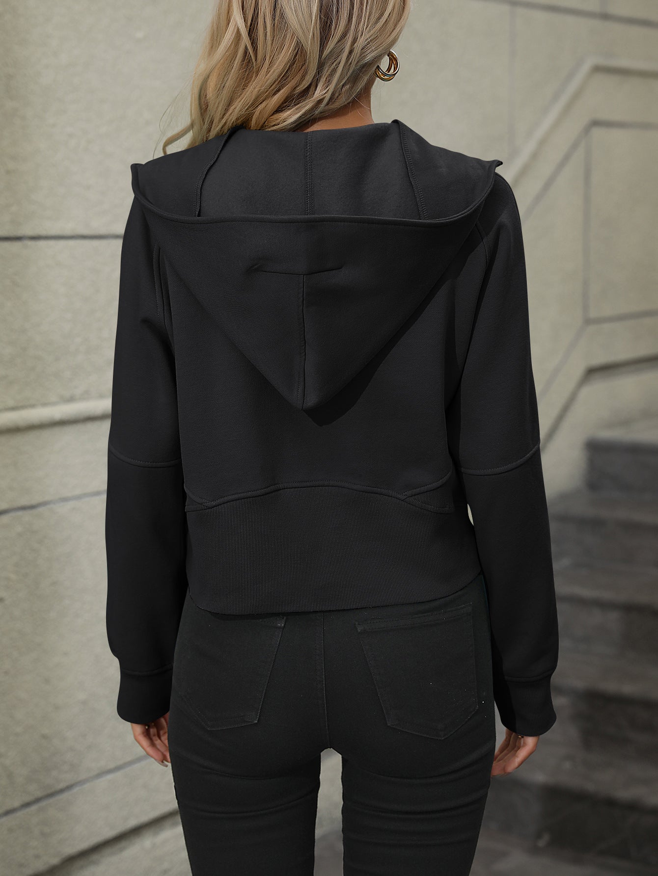 Zip-Up Raglan Sleeve Hoodie with Pocket - AllIn Computer