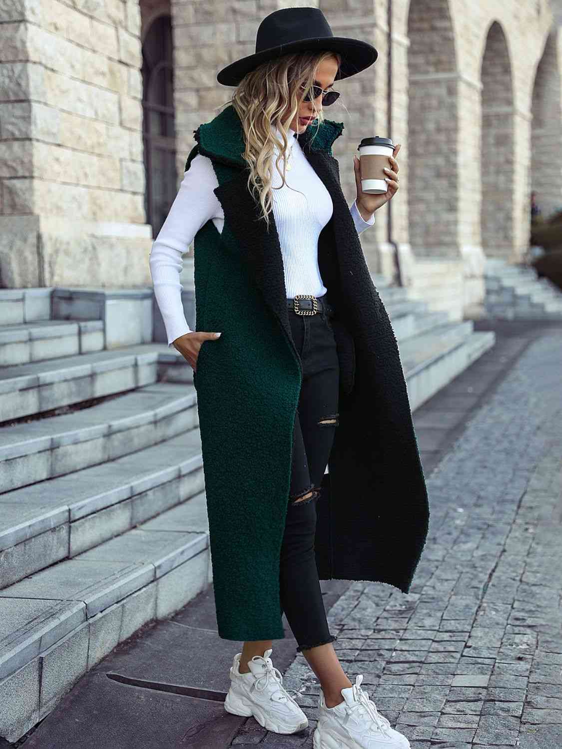 Lapel Collar Sleeveless Coat Vest - AllIn Computer