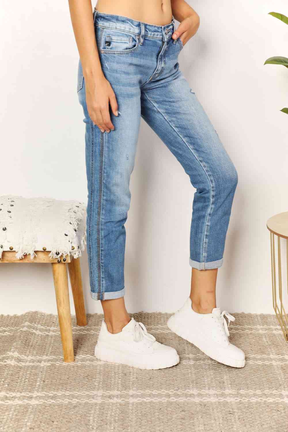 Kancan Full Size Mid Rise Slim Boyfriend Jeans - AllIn Computer