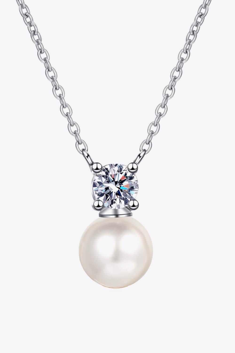925 Sterling Silver Freshwater Pearl Moissanite Necklace - AllIn Computer