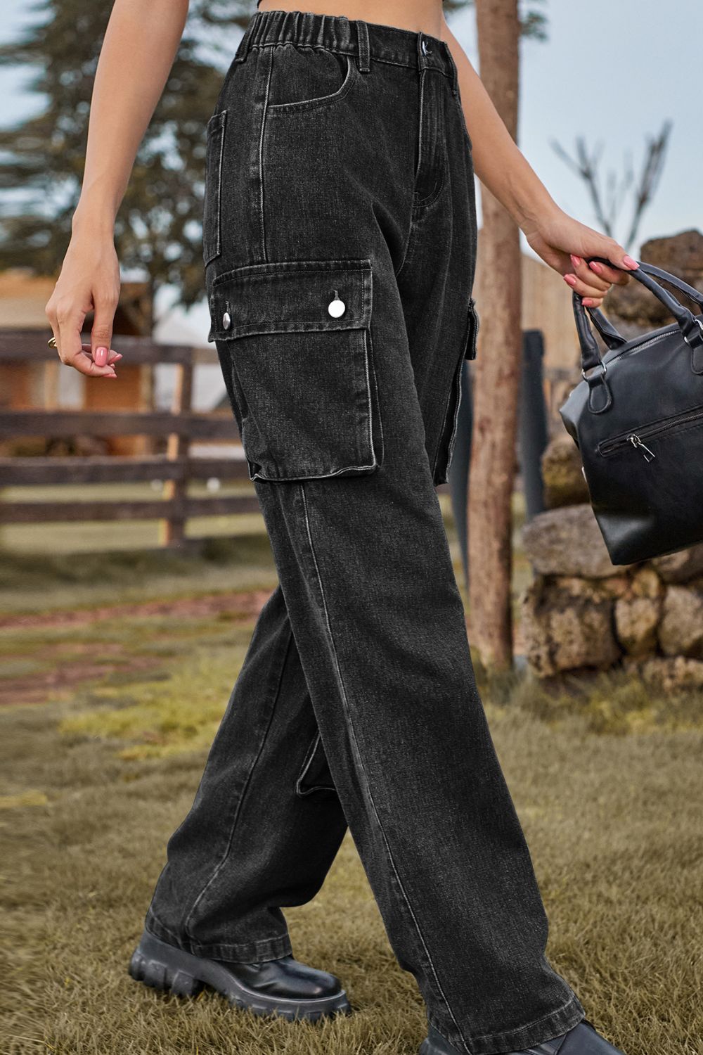 Loose Fit Long Jeans with Pockets - AllIn Computer