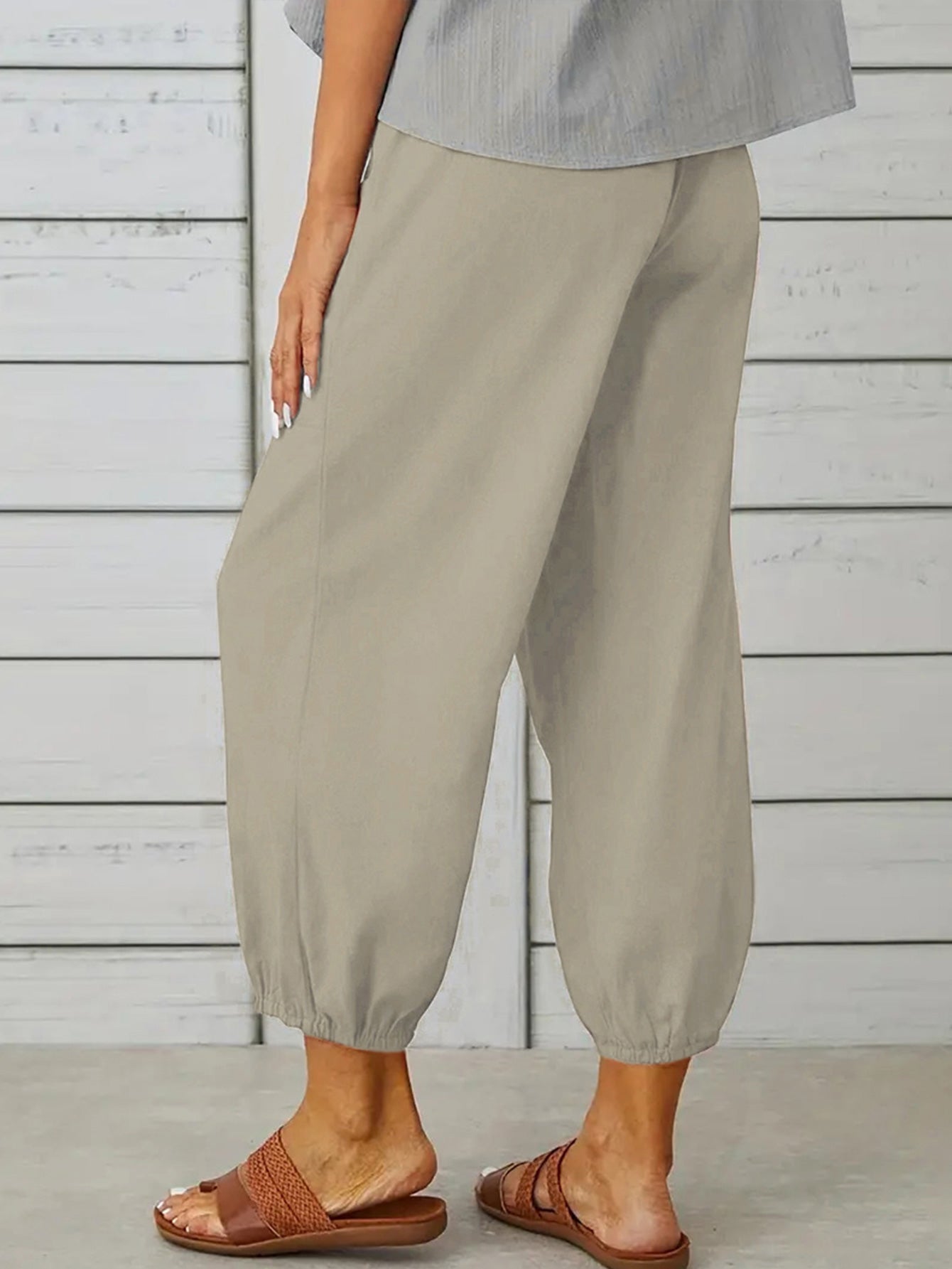 Decorative Button Cropped Pants - AllIn Computer