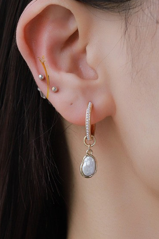 Pearl Huggie Drop Earrings - AllIn Computer