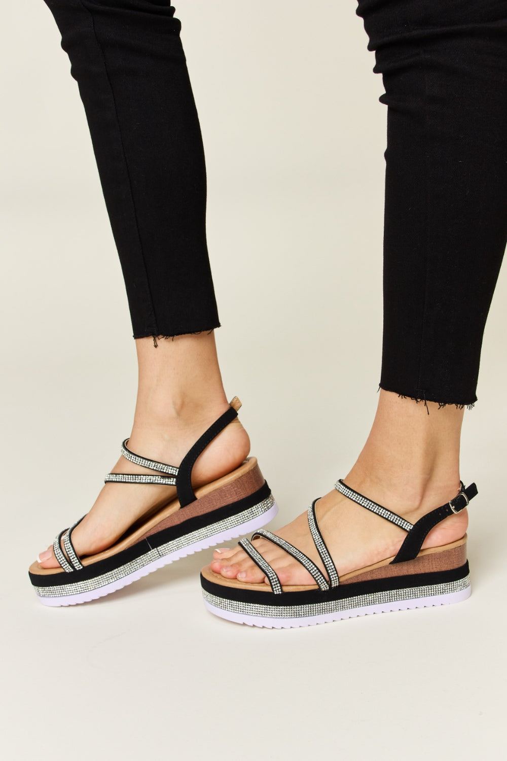 Forever Link Rhinestone Strappy Wedge Sandals - AllIn Computer