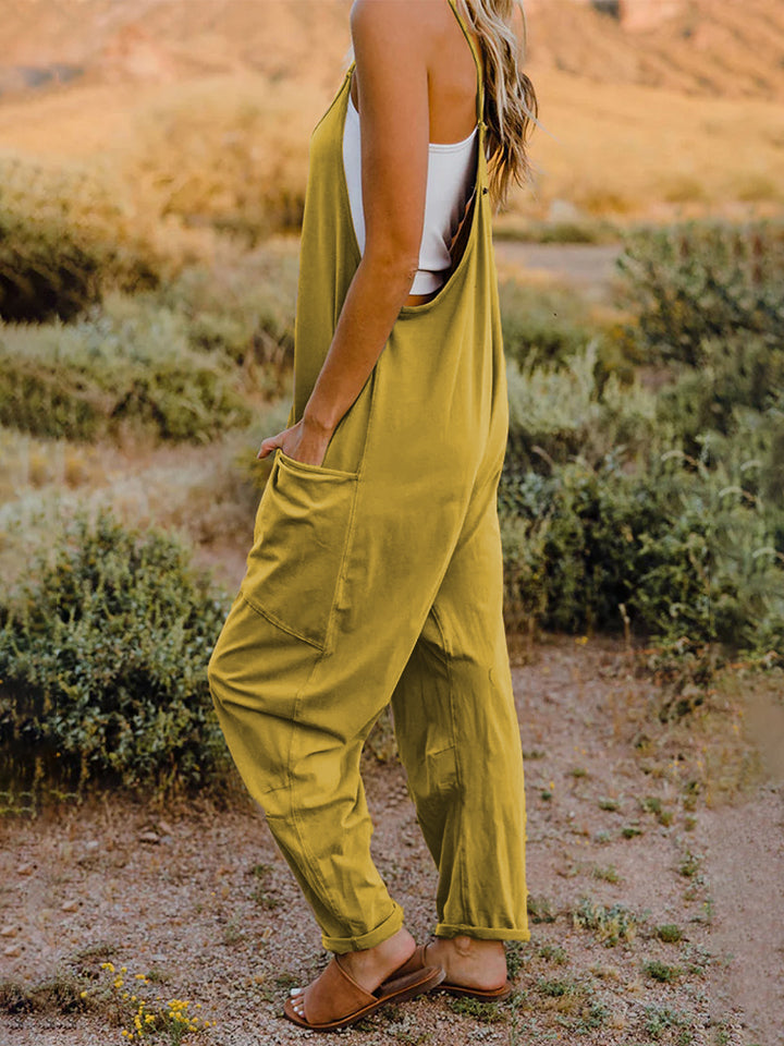 Double Take Full Size Sleeveless V-Neck Pocketed Jumpsuit - AllIn Computer