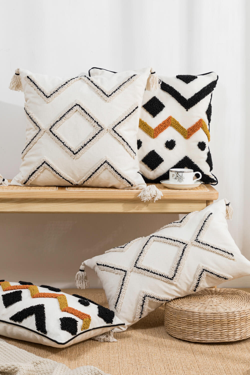 Geometric Embroidered Decorative Throw Pillow Case - AllIn Computer