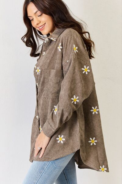 J.NNA Flower Pattern Corduroy Button Down Shirt - AllIn Computer