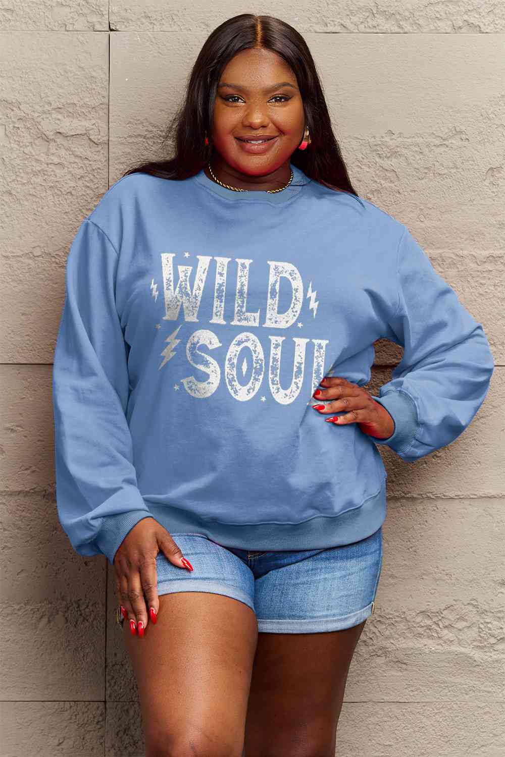 Simply Love Full Size WILD SOUL Graphic Sweatshirt - AllIn Computer