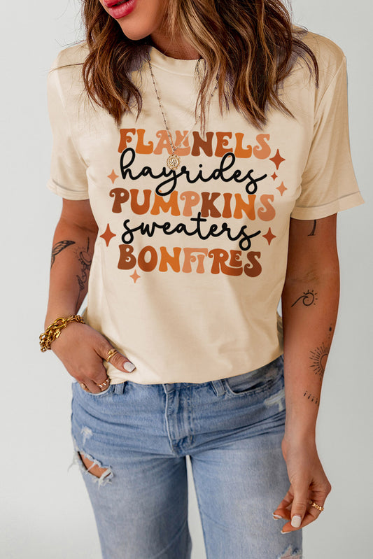 Letter Graphic Round Neck T-Shirt - AllIn Computer
