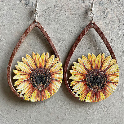 Hollowed Wooden Teardrop Earrings - AllIn Computer