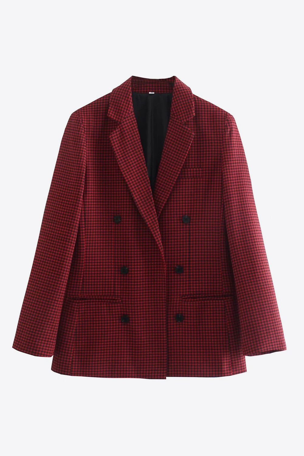 Plaid Double-Breasted Blazer - AllIn Computer