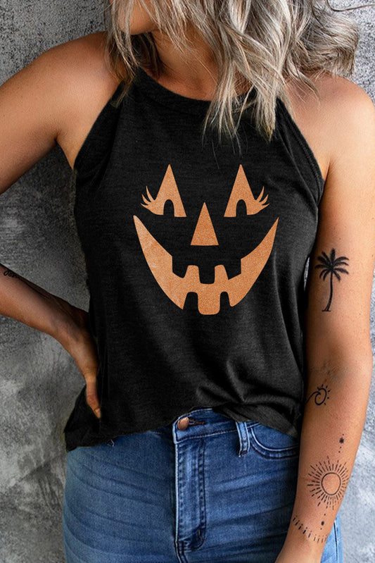 Round Neck Jack-O'-Lantern Graphic Tank Top - AllIn Computer