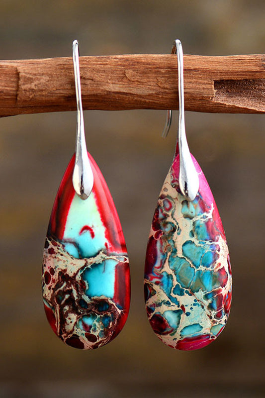 Handmade Teardrop Shape Natural Stone Dangle Earrings - AllIn Computer